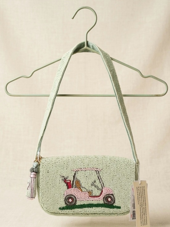 Handbags - Handcrafted In India Golf Cart with Golf Clubs Charm Purse NWT